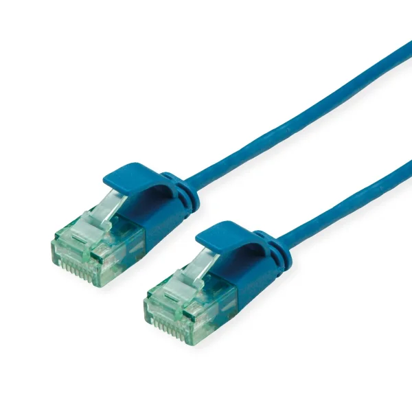 ROLINE RM UTP DataCenter Patchkabel Cat.6A (Class EA), slim, blau, 0,3 m