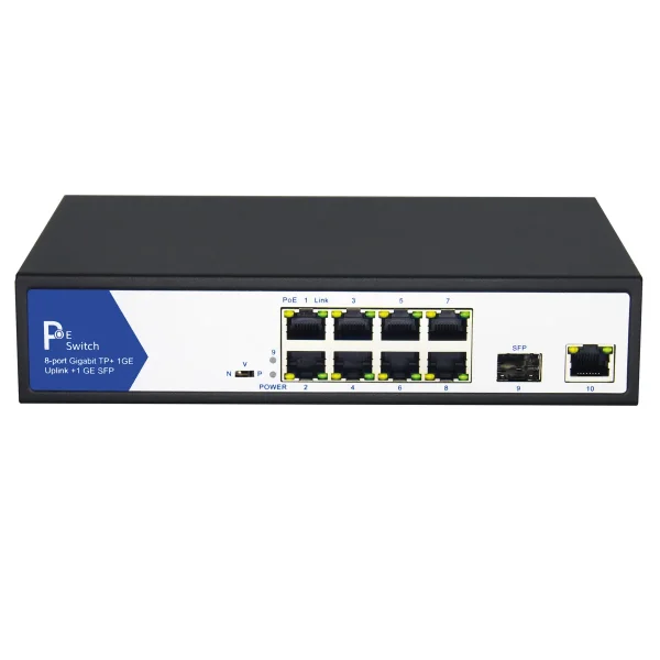 VALUE PoE+ Gigabit Ethernet Switch, 8+2 Uplink Ports (1x GbE, 1x SFP)