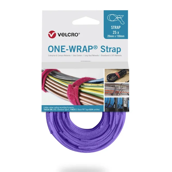 VELCRO® One Wrap® Strap 20mm x 330mm, 25 Stück, violett