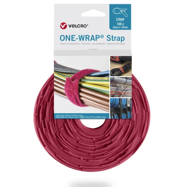 VELCRO® One Wrap® Strap 20mm x 330mm, 100 Stück, rot