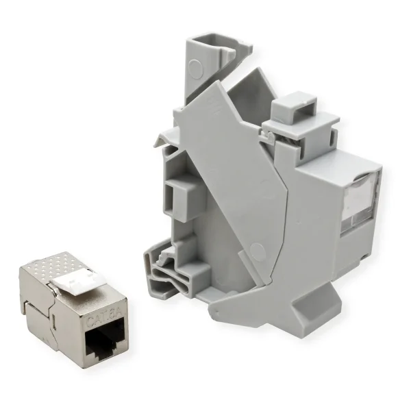 ROLINE Tragschienenadapter für Keystone Module, inkl. Cat.6A Keystone, geschirmt, 45°