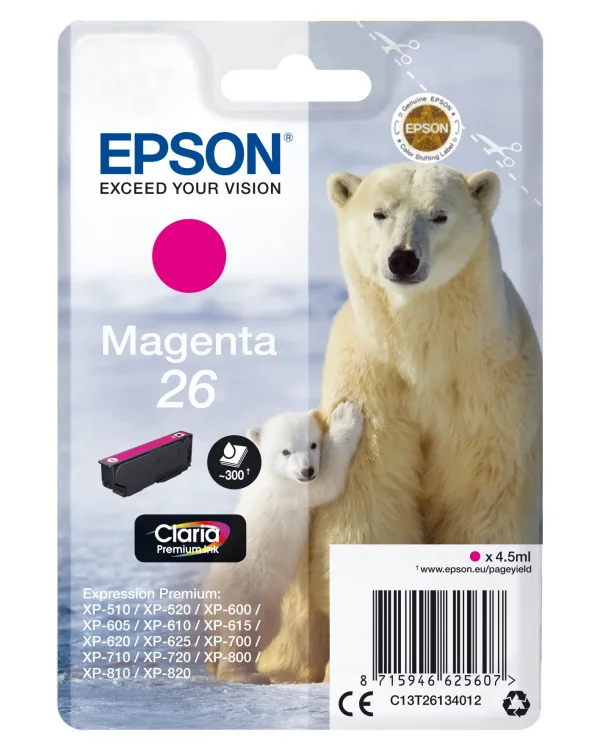 Epson Singlepack Magenta 26 Claria Premium Ink