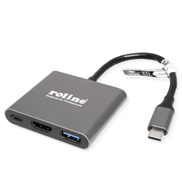 ROLINE Display Adapter USB Typ C - HDMI, USB 3.2 Gen 1 Typ A, Typ C PD