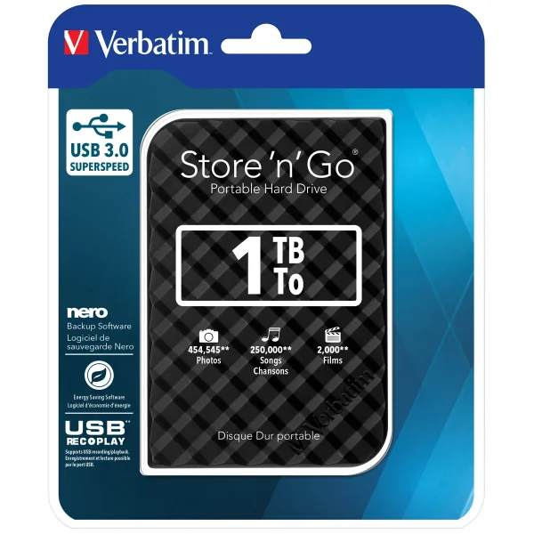 VERBATIM Festplatte 1TB USB3.0 schwarz