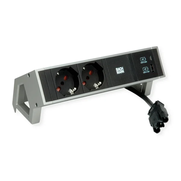 BACHMANN DESK2 2xP40 1xUSB A/C 22W, 0,2m GST18 INOX Italia