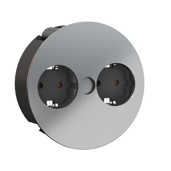 BACHMANN TWIST 2x Schutzkontakt, Aderendhülsen, Schutzkontaktmontagestecker, chrom, 2 m