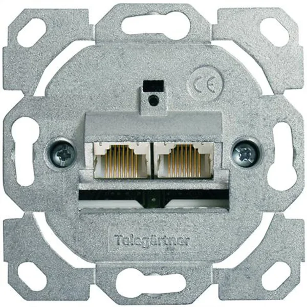 TELEGÄRTNER Dose AMJ45 ohne Zentralplatte, 2x RJ-45 Cat.6A (Class EA)