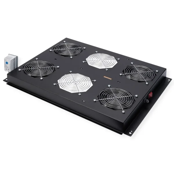 ROLINE 19-Zoll Dachlüftereinheit 4 Lüfter, Thermostat für Serverschrank schwarz