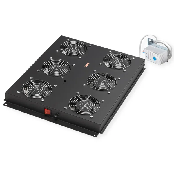 ROLINE 19-Zoll Dachlüftereinheit 6 Lüfter, Thermostat für Serverschrank schwarz