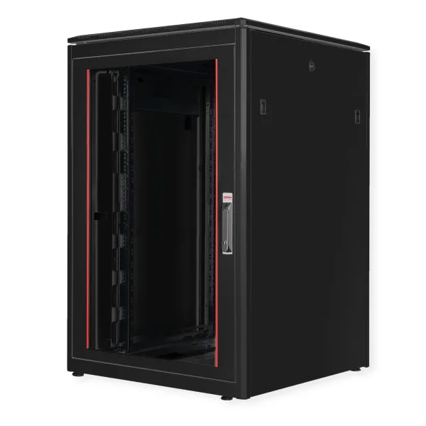 ROLINE 19-Zoll Netzwerkschrank Pro 22 HE, 800x800 BxT Glastür schwarz