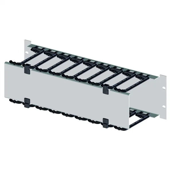 19"-Kabelmanager 2 HE mit klappbarer Blende, schwarz