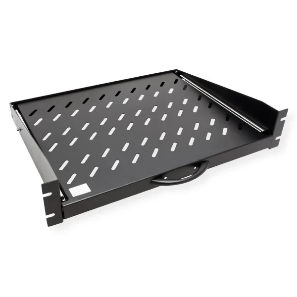 VALUE 19-Zoll-Fachboden ausziehbar, 2 HE, 404 x 350 mm, 30 kg Traglast