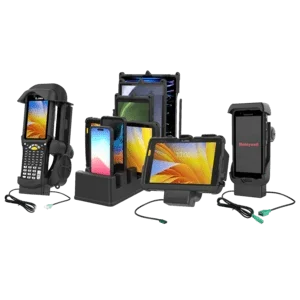 RAM Mounts GDS Uni-Conn Sprunggefederte Ladestation mit Schlüsselverriegelung - 2-Lochmuster AMPS - USB-C-Anschluss - Schrauben-Set