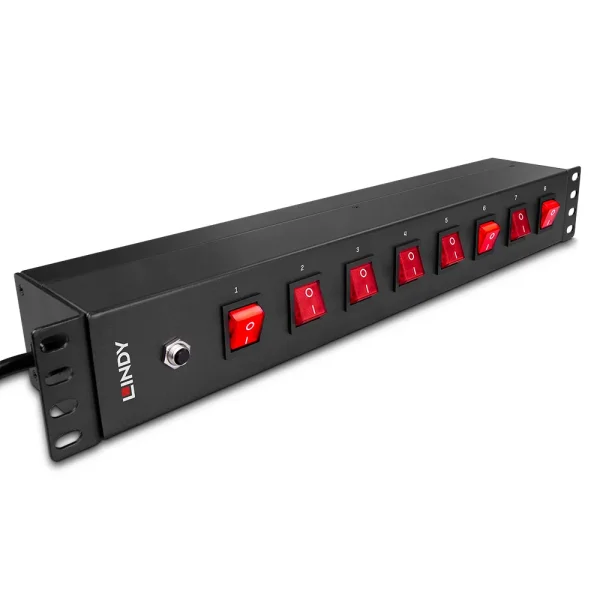 1.5U 8-Fach Schuko-Steckdosen, Horizontale 19-Zoll-Rack PDU mit Schaltern