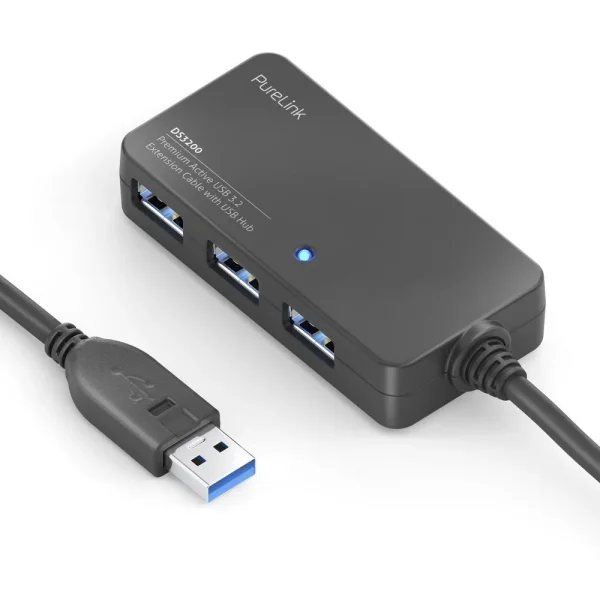 Premium Active USB v3.2 4-Port Extension Hub - 5,00m, schwarz