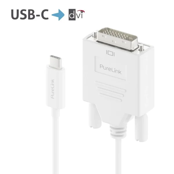 Premium Aktives 2K USB-C / DVI Kabel - 1.00m, weiß