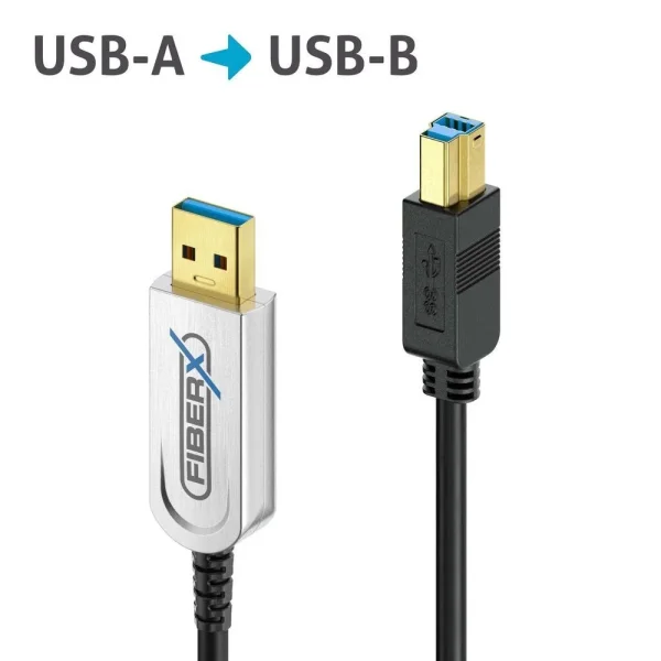 USB 3.2 Gen2x1 USB-A / USB-B AOC Glasfaserkabel, 25.0m