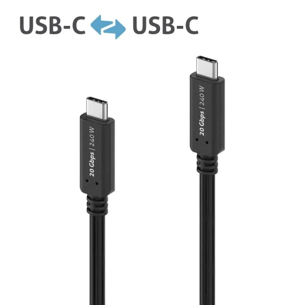 Premium USB4 Gen2x2 USB-C Kabel - 20Gbps, 240W, 4K60 - 1.00m, schwarz