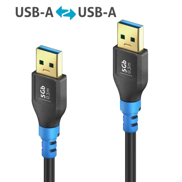 USB 3.2 Gen1 USB-A / USB-A Kabel, schwarz, 0.30m, Single Cable