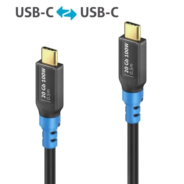 USB4 Gen2 USB-C auf USB-C Kabel, schwarz , 0.50m, Single Cable