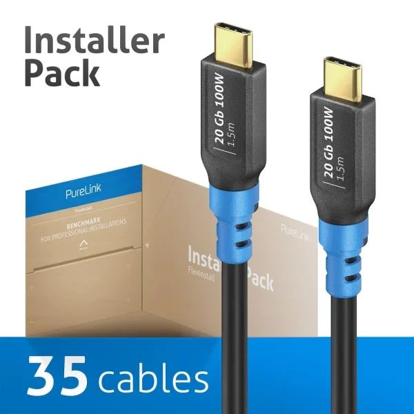 USB4 Gen2 USB-C auf USB-C Kabel, schwarz , 1.50m, Installer Pack