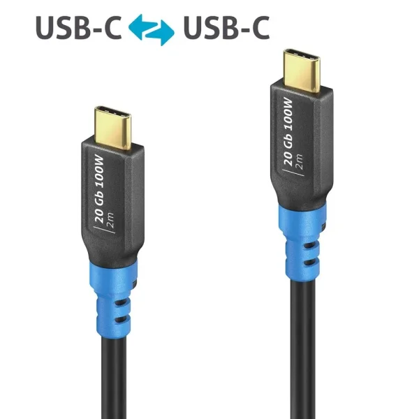 USB4 Gen2 USB-C auf USB-C Kabel, schwarz , 2.00m, Single Cable