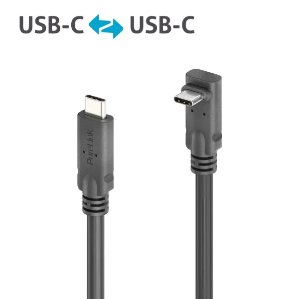 Premium USB4 Gen2 Micro Coax USB-C / USB-C 90° (Up/Down) Kabel, 2.00m