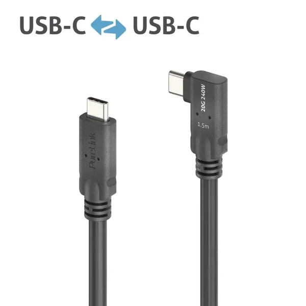 Premium USB4 Gen2 Micro Coax USB-C 90° (Links/Rechts) Kabel, 1.50m