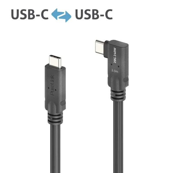 Premium USB4 Gen2 Micro Coax USB-C 90° (Links/Rechts) Kabel, 2.00m