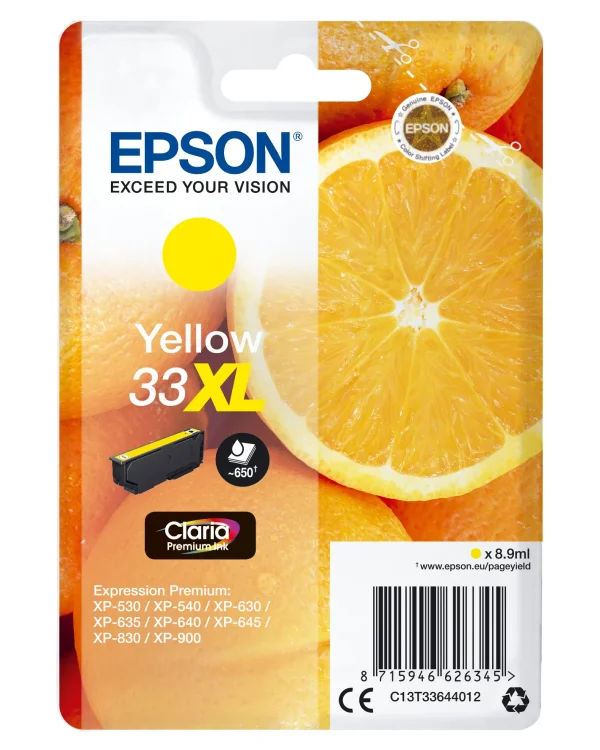 Epson Oranges Singlepack Yellow 33XL Claria Premium Ink