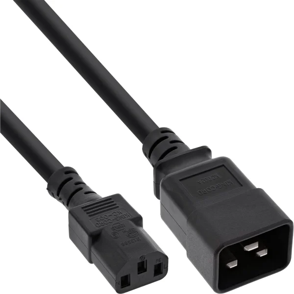 InLine® Netz Adapterkabel, IEC 60320 C20 auf C13, 3x1,5mm², max 10A, 1m