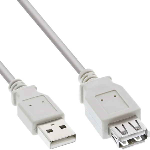 InLine® USB 2.0 Verlängerung, Stecker / Buchse, Typ A, beige/grau, 5m
