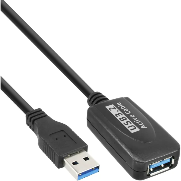 InLine® USB 3.2 Gen.1 Aktiv-Verlängerung, Stecker A an Buchse A, schwarz, 5m