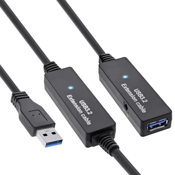 InLine® USB 3.2 Gen.1 Aktiv-Verlängerung, Stecker A an Buchse A, schwarz, 20m