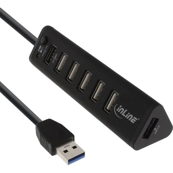 InLine® Smart Hub, 7-fach USB 3.2 Gen.1 / 2.0 Hub mit Schnelllade-Anschluss