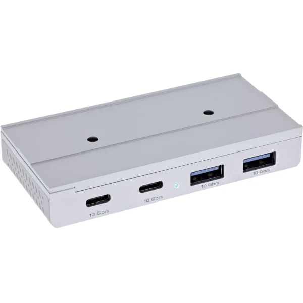InLine® 4-Port Magnetic USB Hub, 2x USB-C, 2x USB-A, 10Gb/s, Aluminiumgehäuse