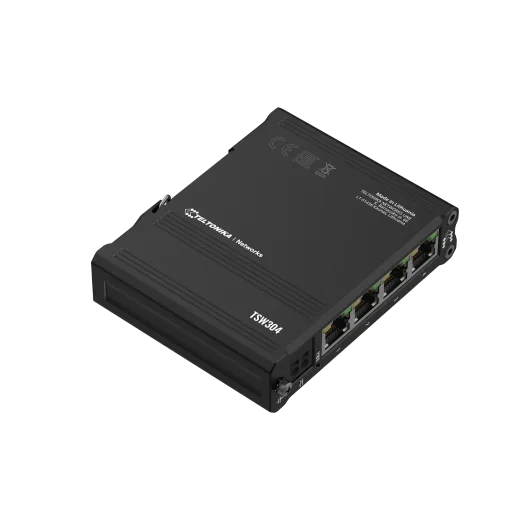 Teltonika · Switch · TSW304 · 4 Port Gigabit Industrial unmanaged Switch DIN RAIL