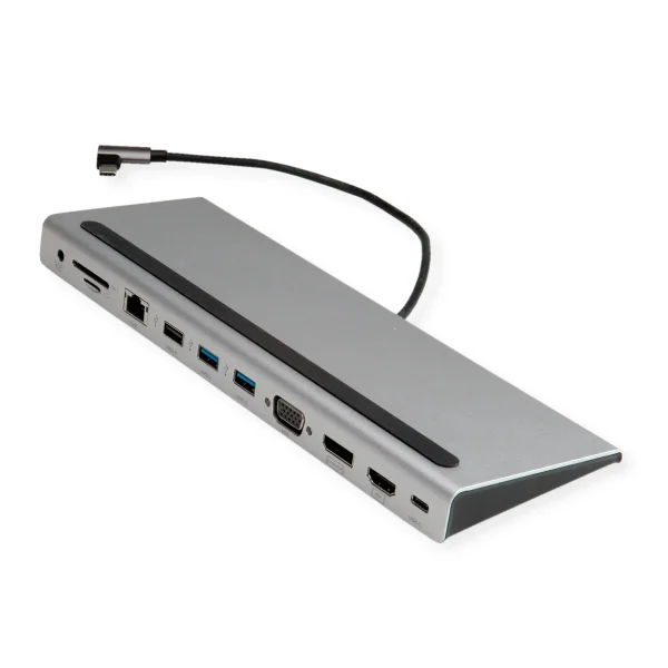 VALUE USB 3.2 Gen 2 Typ C Multiport Docking Station, 4K HDMI/DP, VGA, USB, Card Reader, PD, LAN, Audio