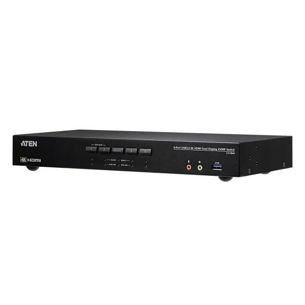 ATEN CS1844 4-Port True 4K HDMI Dual-View KVM Switch mit Audio & USB 3.0Hub