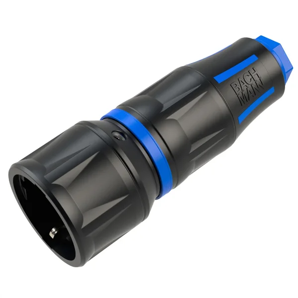 BACHMANN Profi-Schutzkontaktkupplung CEE7/3 gummiert schwarz-blau IP20
