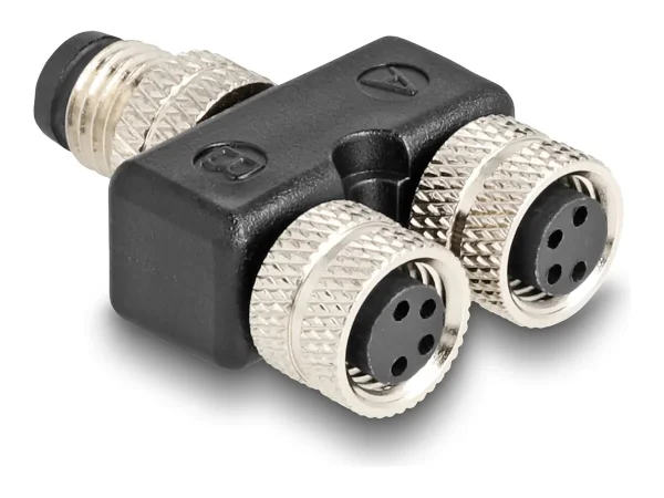 DELOCK M8 Y-Splitter A-kod 4 Pin zu 2 x