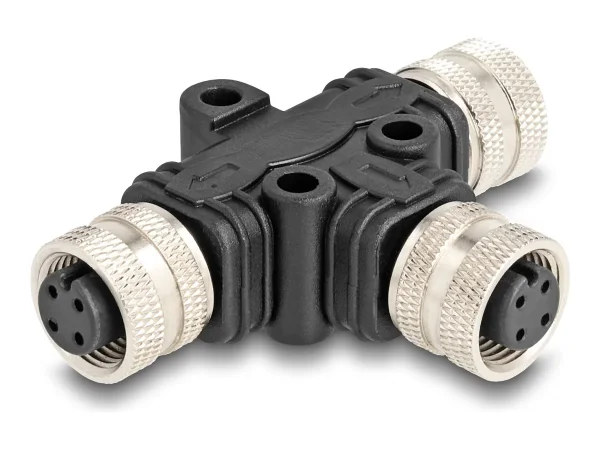 DELOCK M12 T-Splitter A-kod 4 Pin zu 2 x