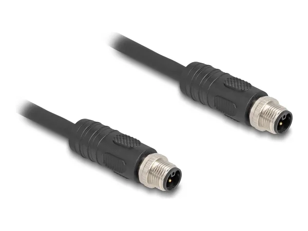 DELOCK M12 L-kodiert 4 Pin PUR 5m schw
