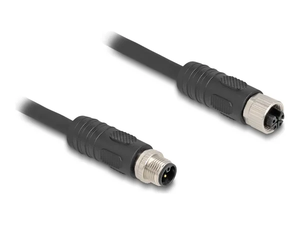 DELOCK M12 L-kodiert 4 Pin PUR 3m schw