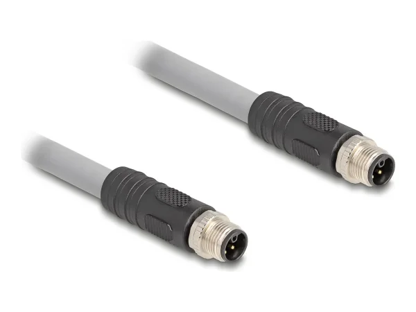 DELOCK M12 L-kodiert 5 Pin PUR 3m grau