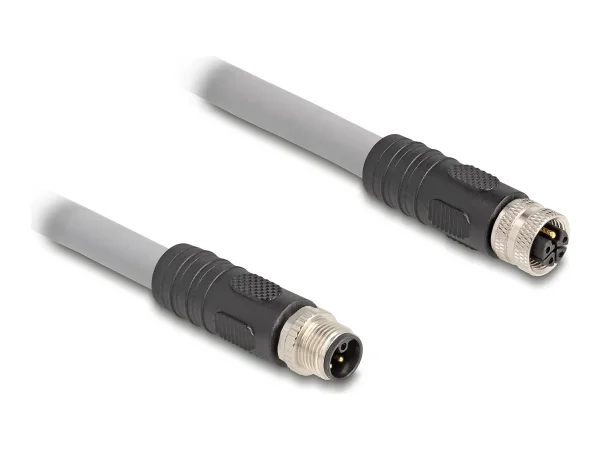 DELOCK M12 L-kodiert 5 Pin PUR 1m grau