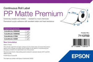 PP MATTE LABEL PREMIUM CONTINUOUS ROLL 105MM X 55M