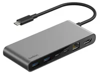 BELKIN CONNECT 8-IN-1 USB-C HUB DUAL USB-C PORTS - SILBER