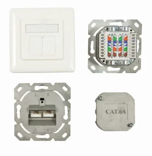 Dosen TP, AP, 2-fach, CAT6A, 500Mhz, Reinweiss, senkrechter Kabeleingang, Synergy 21,