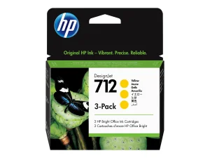 HP 712 3-Pack 29-ml Yellow DesignJet Ink